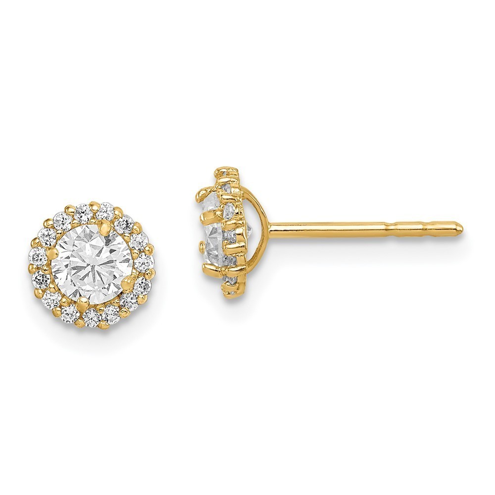 14k Yellow Gold Madi K Children's Kids Girls Jewelry CZ Post Earrings